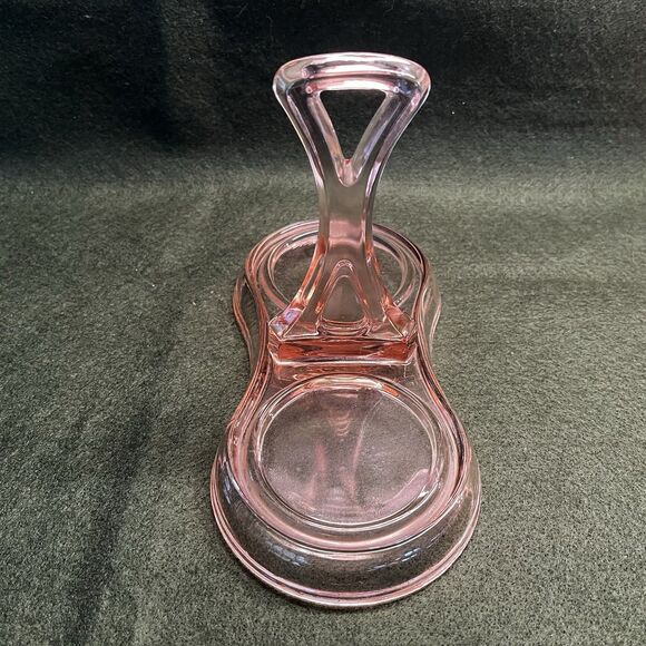 Pink Depression Glass Sugar Bowl and Creamer Set With Caddy Etched Flowers - Picture 7 of 12